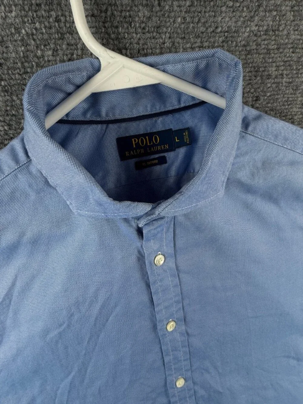 Polo Ralph Lauren RL OXFORD Blue Large Long Sleeve Button Up Shirt Men Cotton